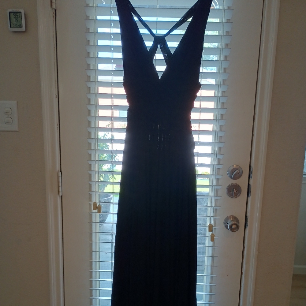 BCBGMAXAZRIA Black Formal Gown Plunging Back